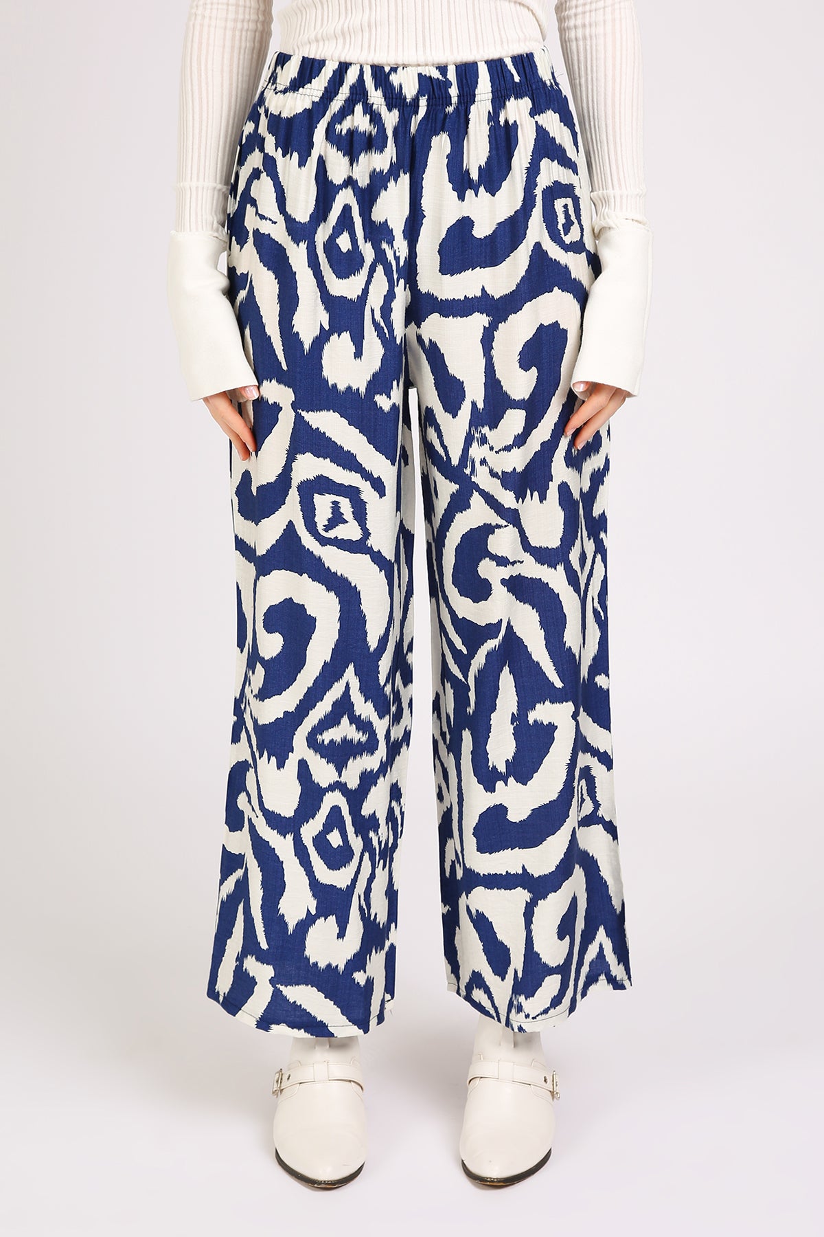 Balan Abstract Swirl Printed Wide Long Pants - Shop Beulah Style