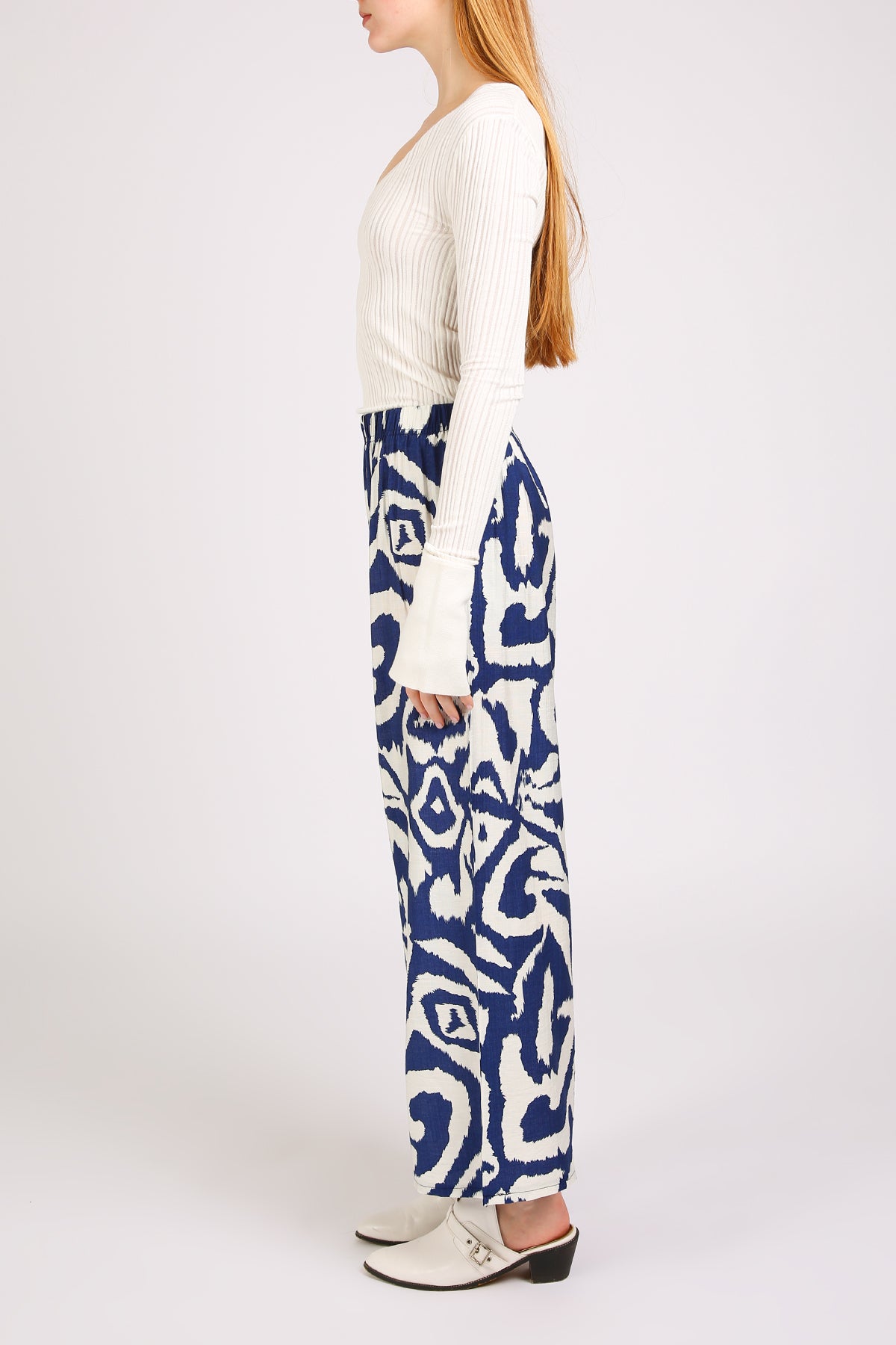 Balan Abstract Swirl Printed Wide Long Pants - Shop Beulah Style