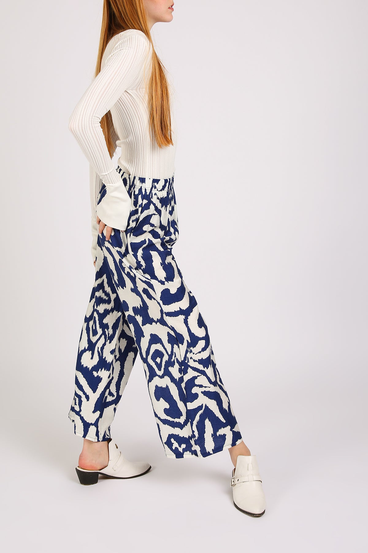 Balan Abstract Swirl Printed Wide Long Pants - Shop Beulah Style