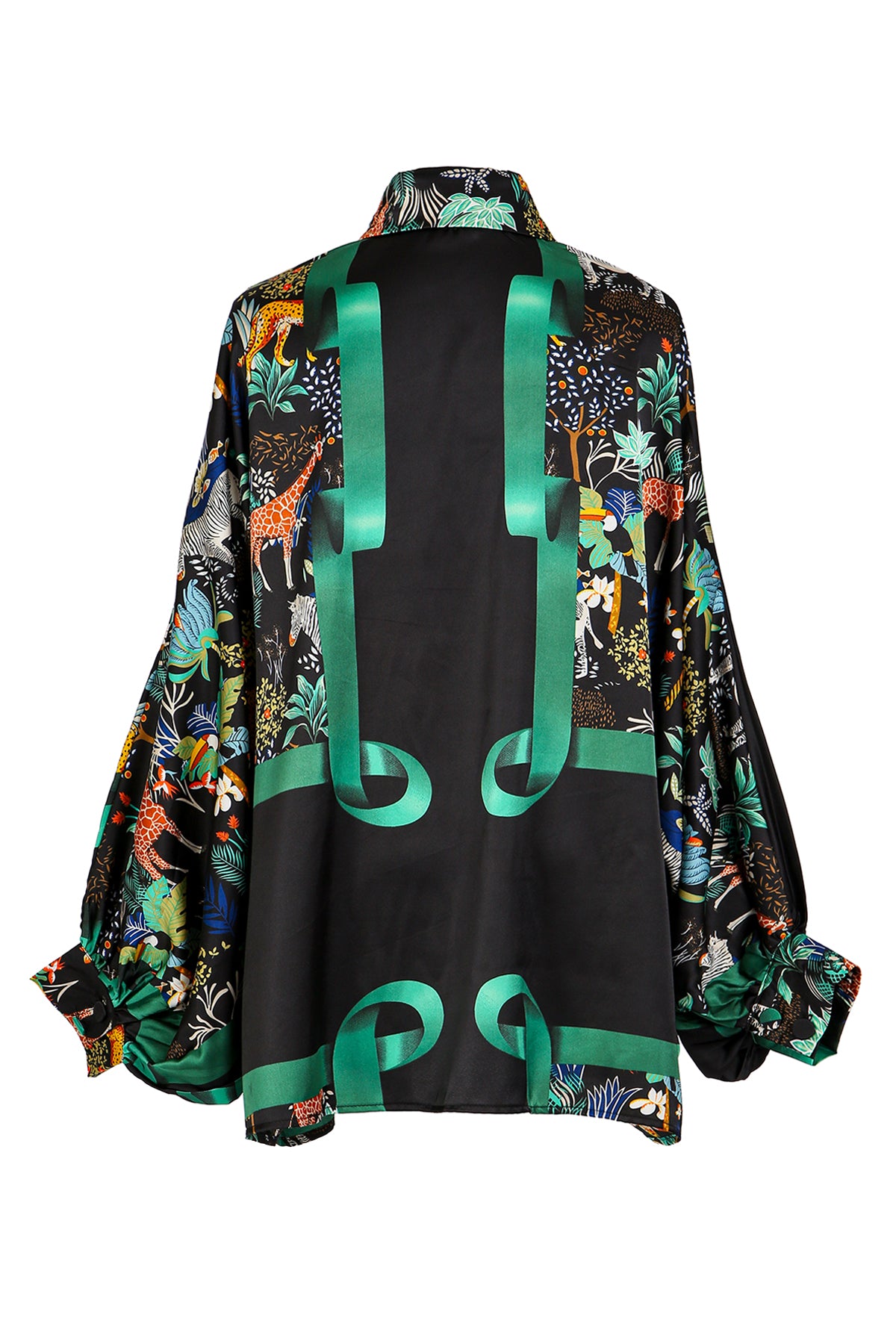 Justine Multicolor Tropical Printed Satin Blouse