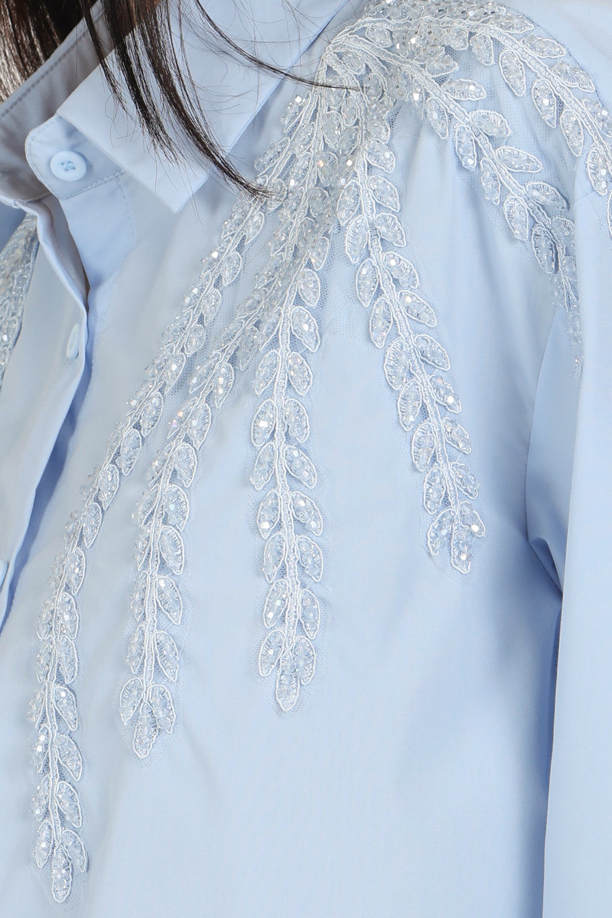 Kennedy Sequined Botanic Wing Detail Button Down Shirt - Shop Beulah Style