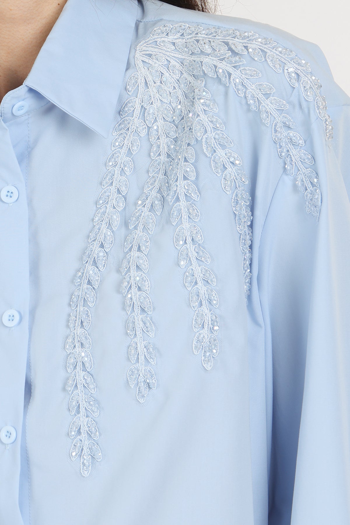Kennedy Sequined Botanic Wing Detail Button Down Shirt - Shop Beulah Style