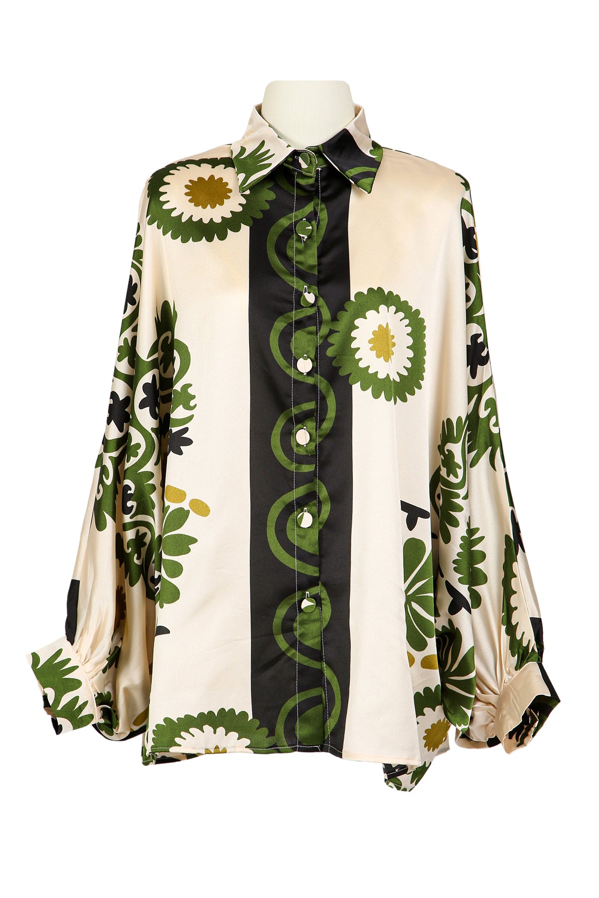 Hazel Modern Abstract Printed Satin Blouse
