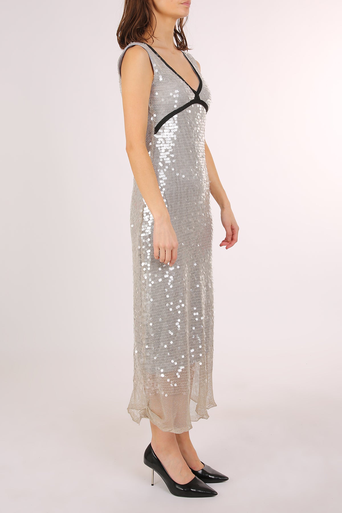 Trinity Sequined Mesh Contrast Lined Scoop Neck Maxi Dress - Shop Beulah Style