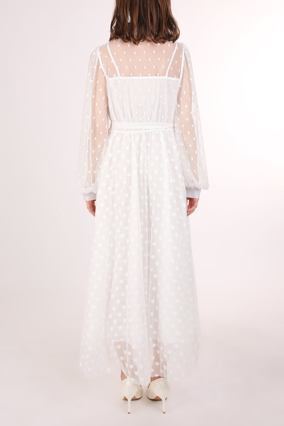 Alexis Polka Dot Printed Sheer Maxi Shirt Dress - Shop Beulah Style