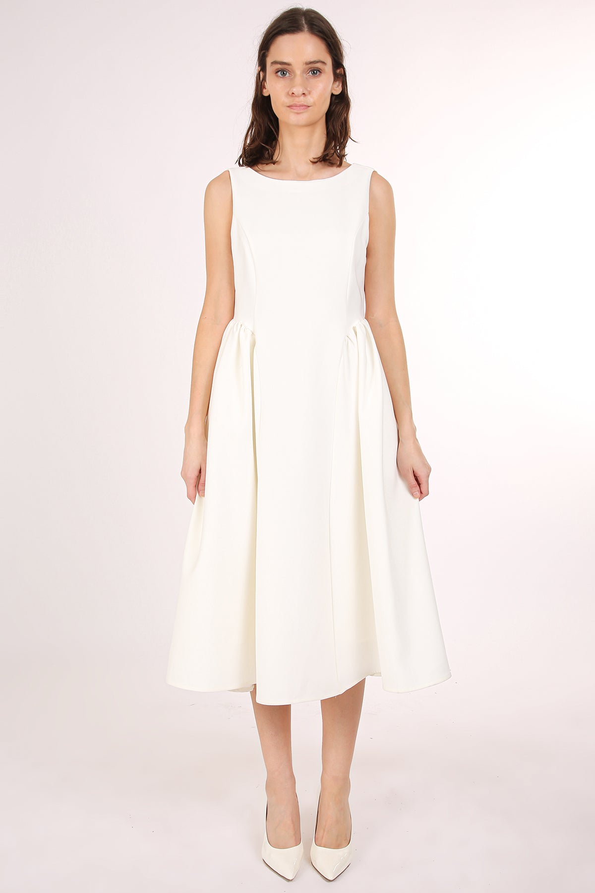 Danica A-Line Sleeveless Gathered Shift Midi Dress - Shop Beulah Style