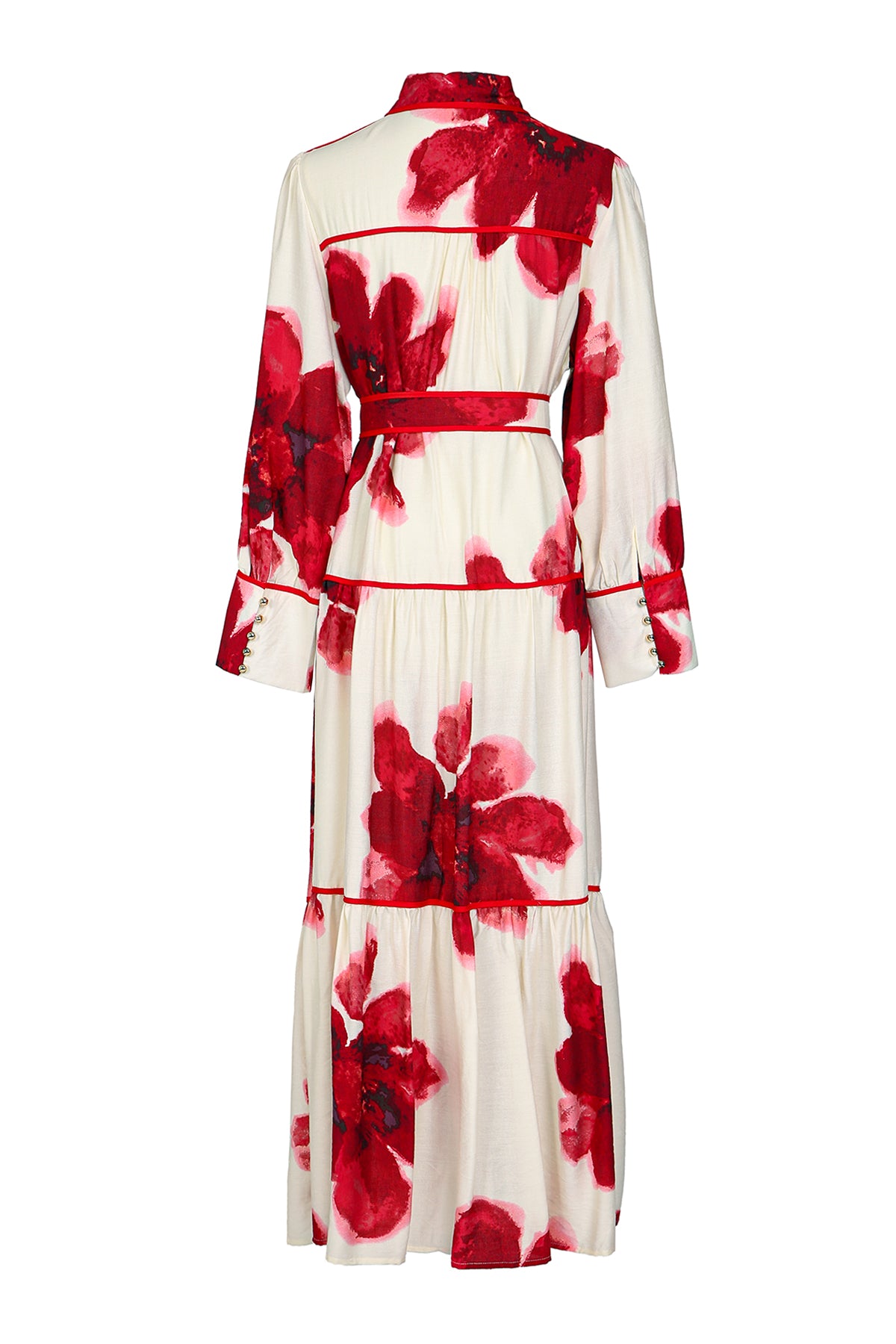 Oliver Watercolor Floral Print Belted A-Line Maxi Shirt Dress - Shop Beulah Style