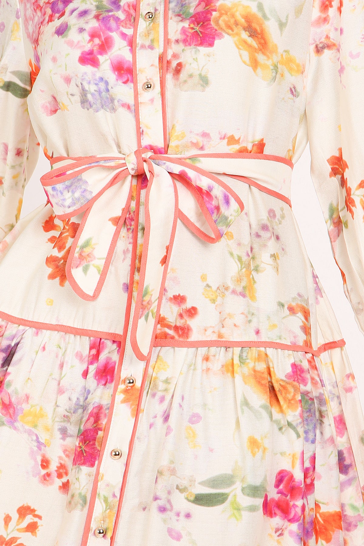 Sophia Painted Floral Print A-Line Tiered Maxi Shirt Dress - Shop Beulah Style