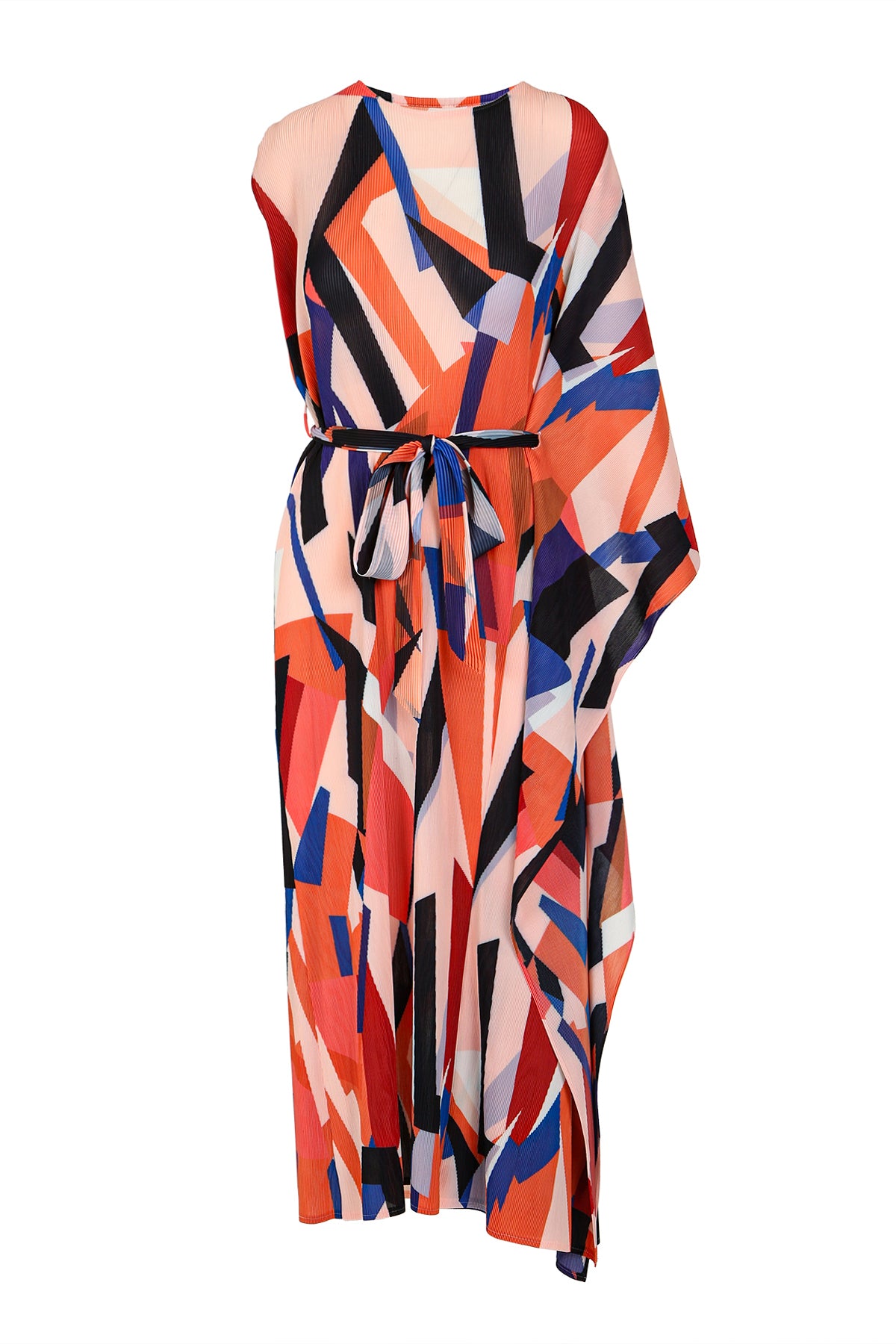 Noel Multicolor Printed Pleats Asymmetrical Draped Maxi Dress - Shop Beulah Style