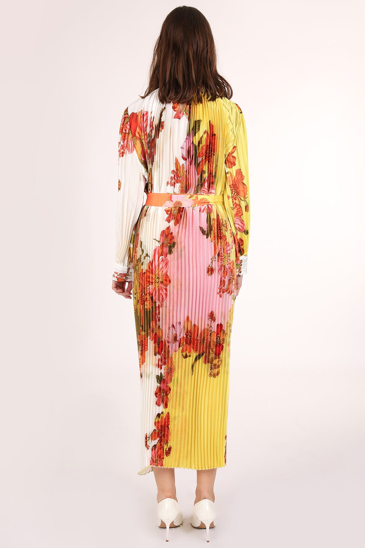 Aria Colorblock Multi-floral Print Pleated Midi Dress - Shop Beulah Style
