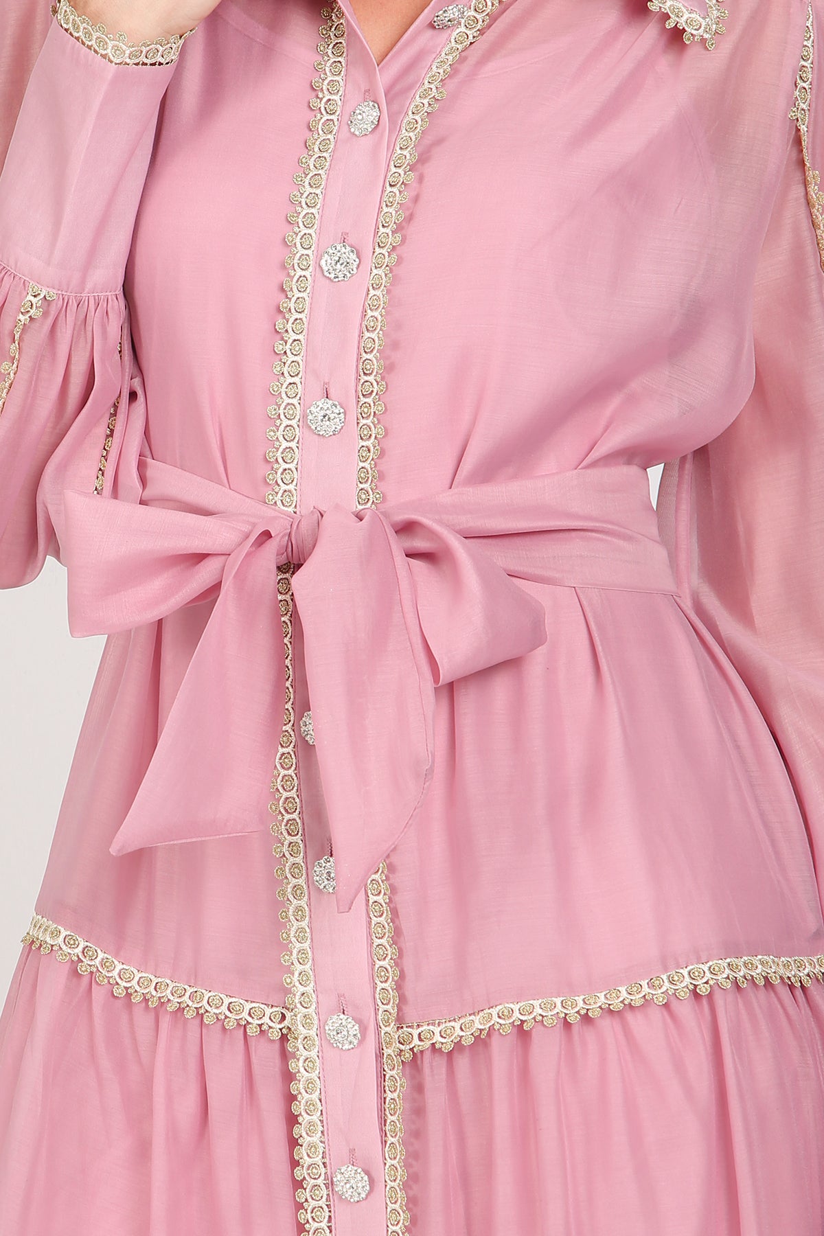 Glinda Lace Trim Details Tiered Sheer Maxi Dress - Shop Beulah Style