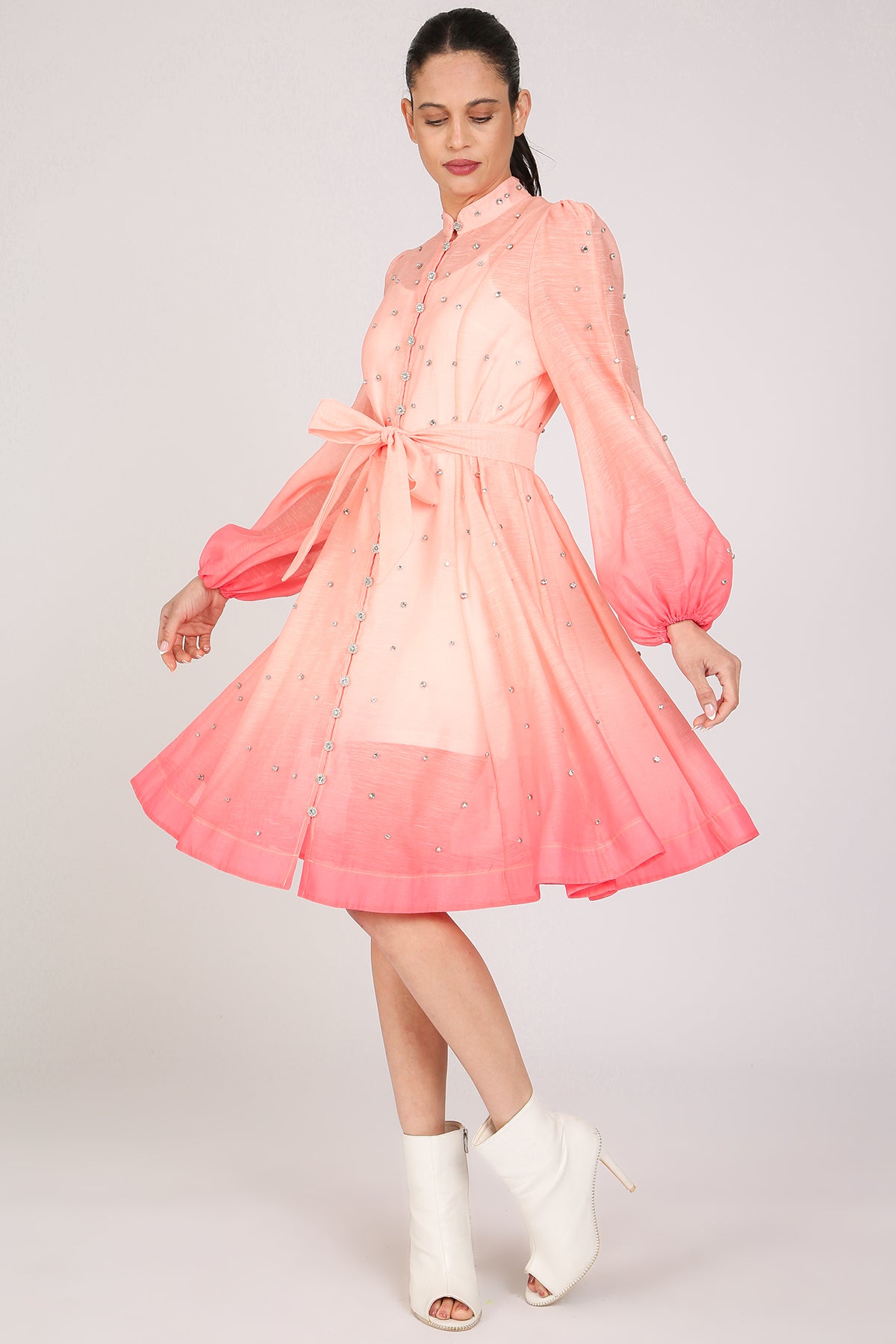 Sophia Gradation Print & Embellished A-Line Mini Dress - Shop Beulah Style