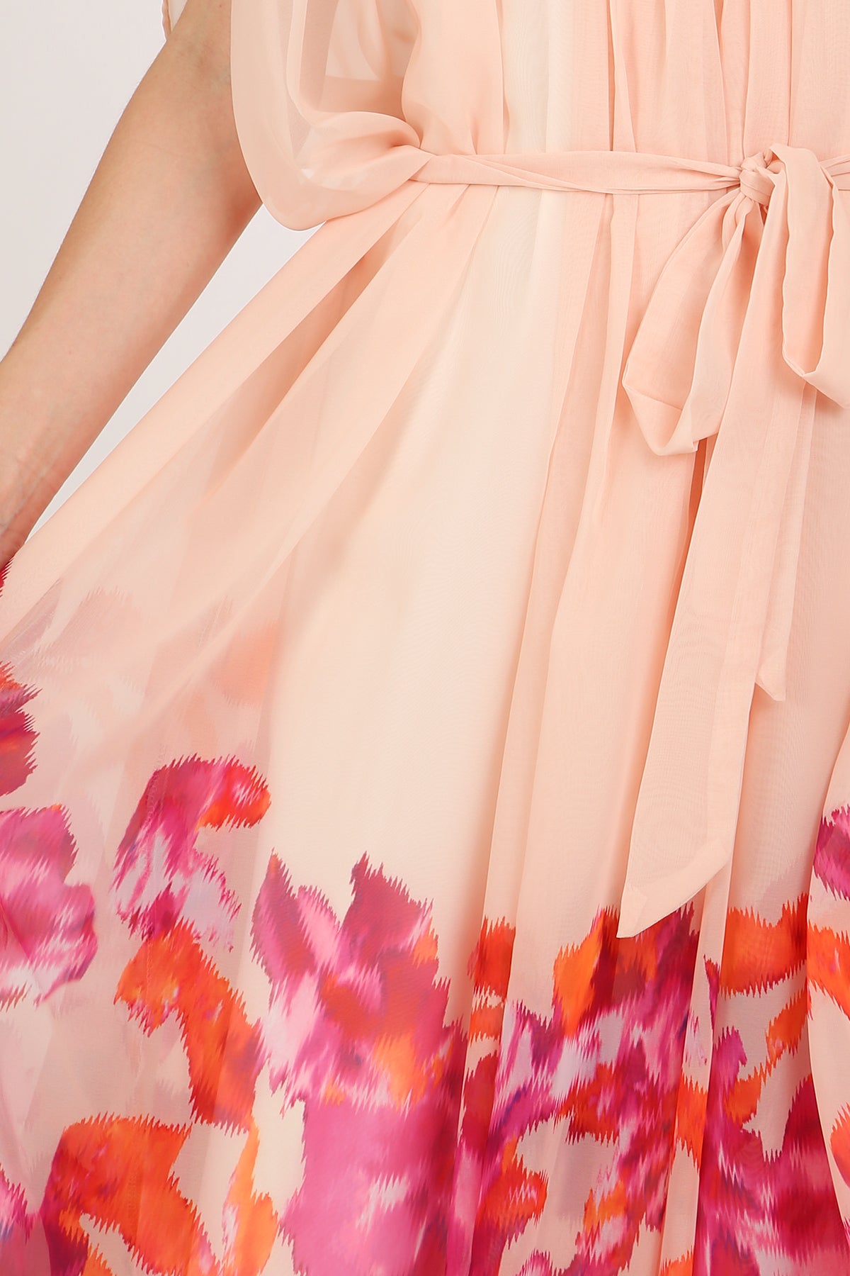 Abigail Floral Print Pleated Puff Chiffon Maxi Dress - Shop Beulah Style
