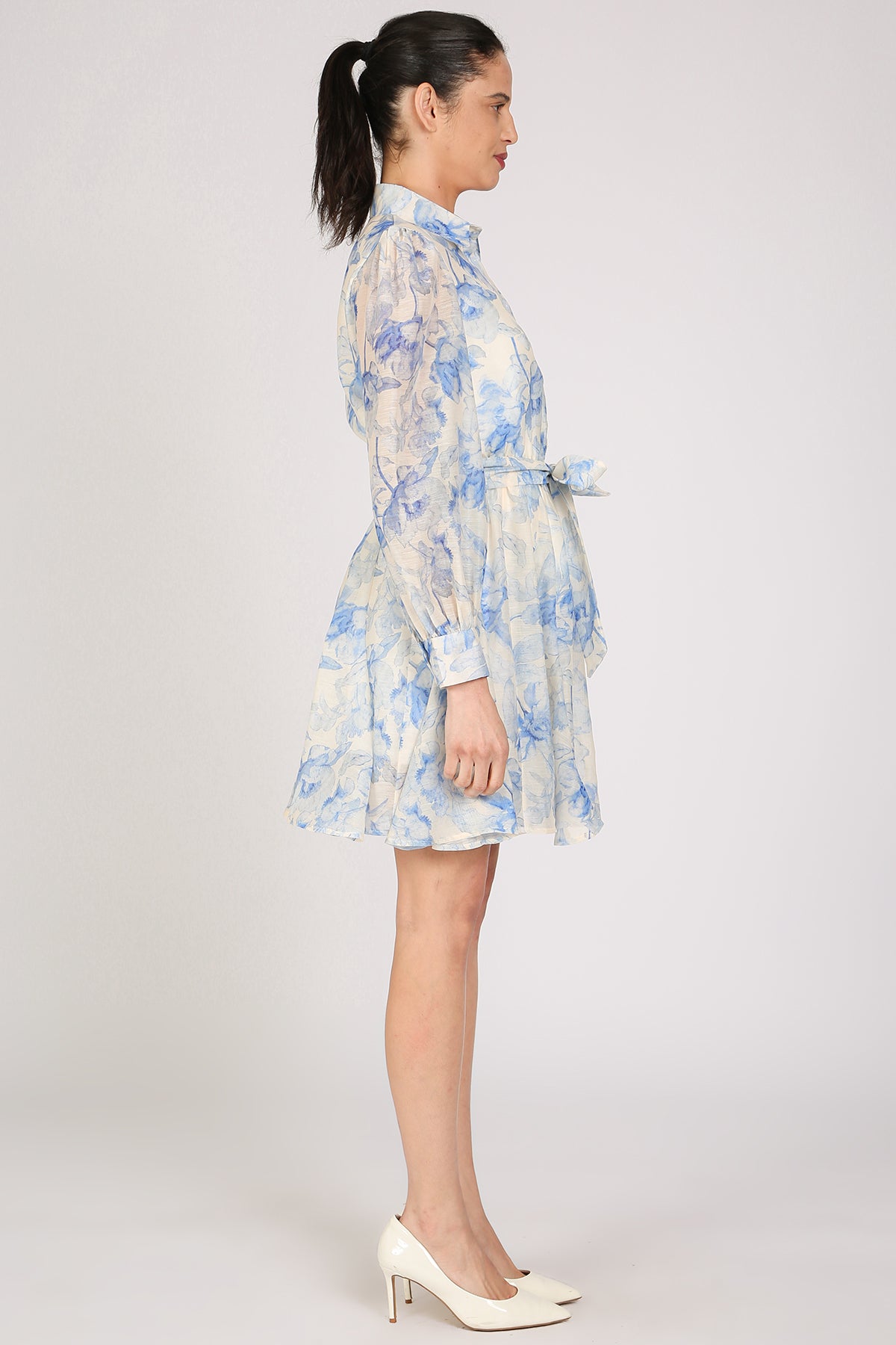 Jackson Floral Print Belted A-Line Puff Mini Dress - Shop Beulah Style