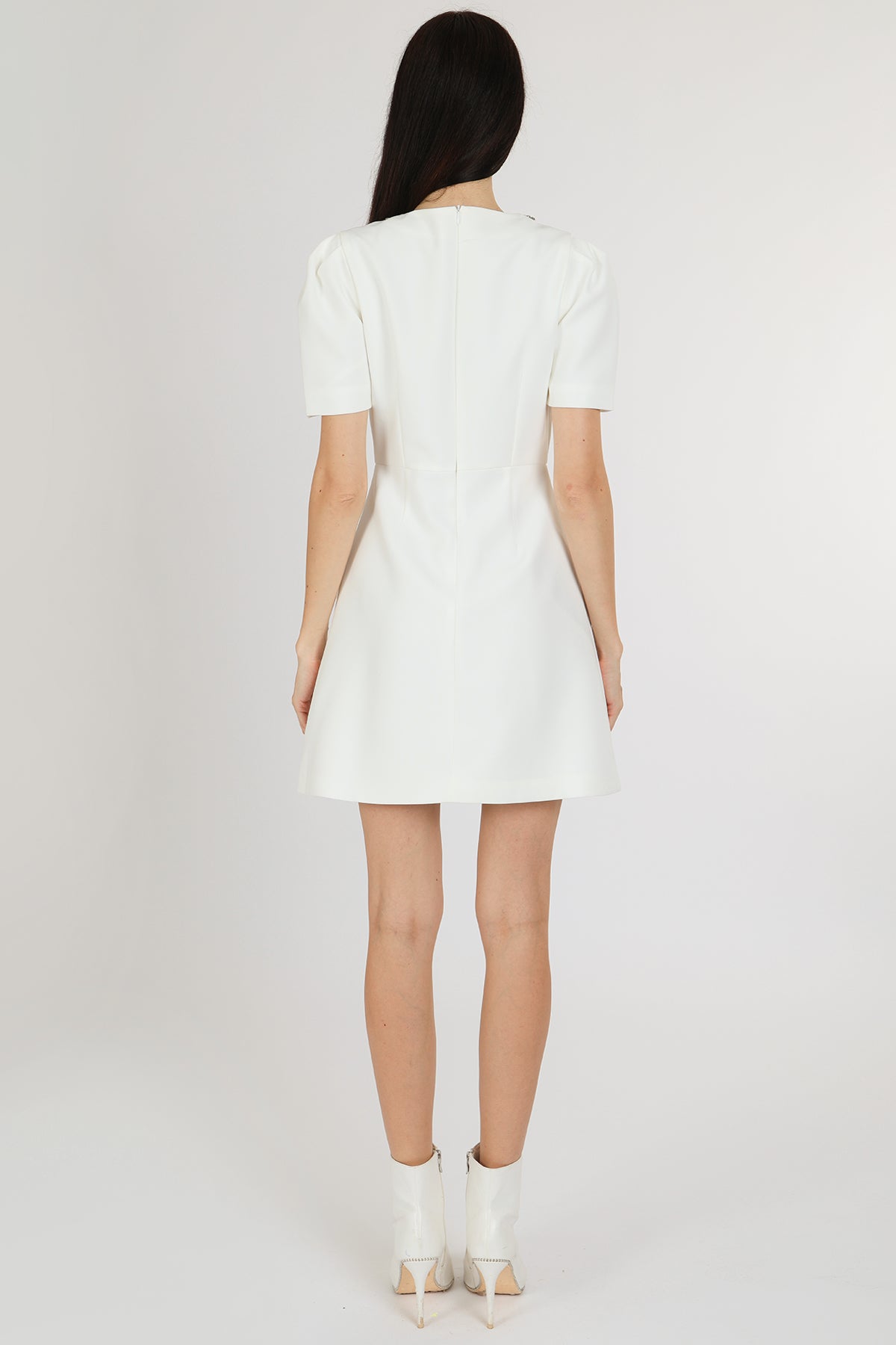 Kai Ribbon Over V-Neck Embellished Mini Sheath Dress - Shop Beulah Style
