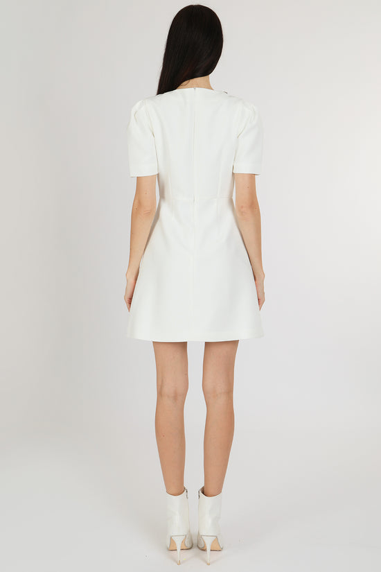 Kai Ribbon Over V-Neck Embellished Mini Sheath Dress - Shop Beulah Style