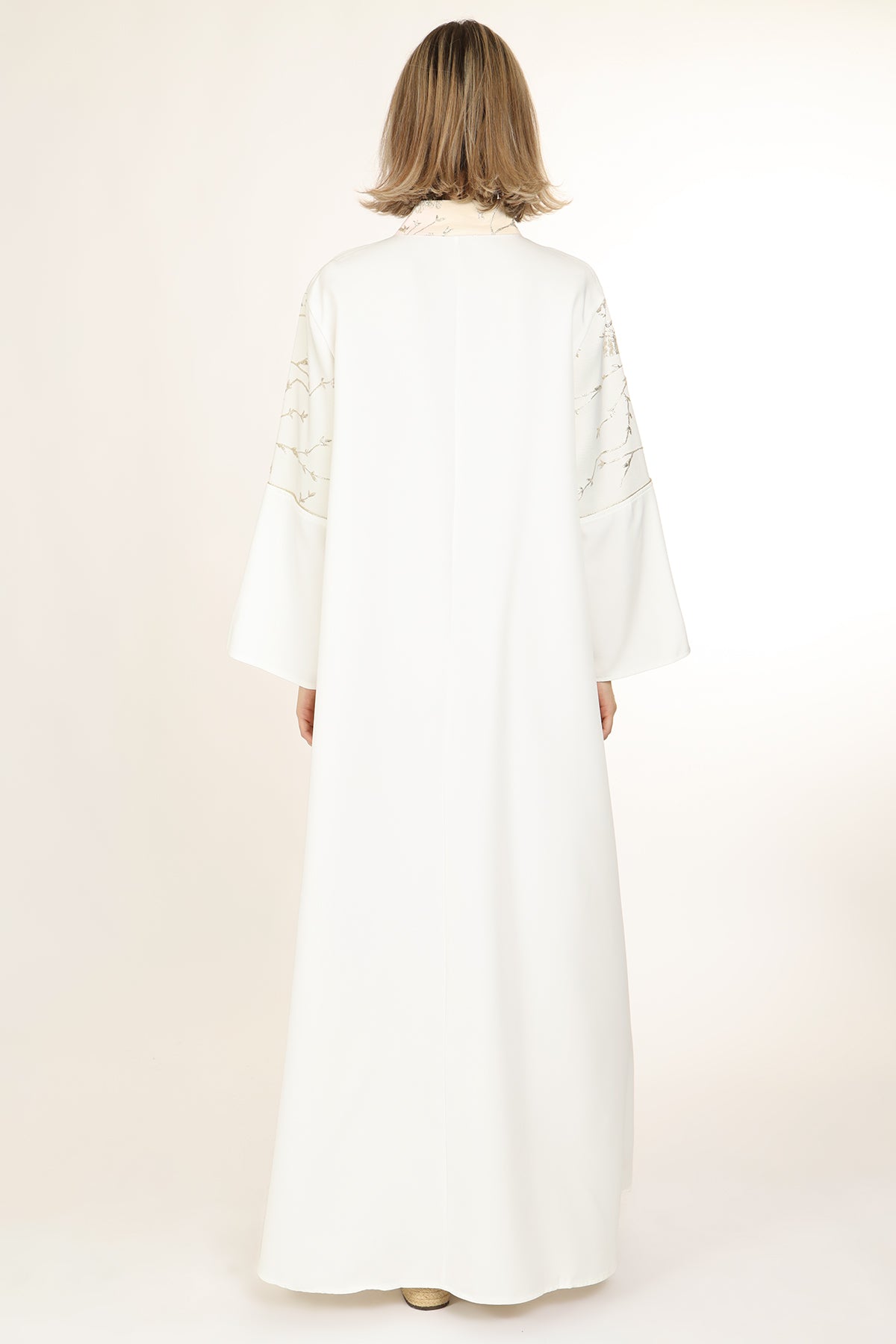 Indigo Colorblock Gradation Embroidered Maxi Tunic Dress