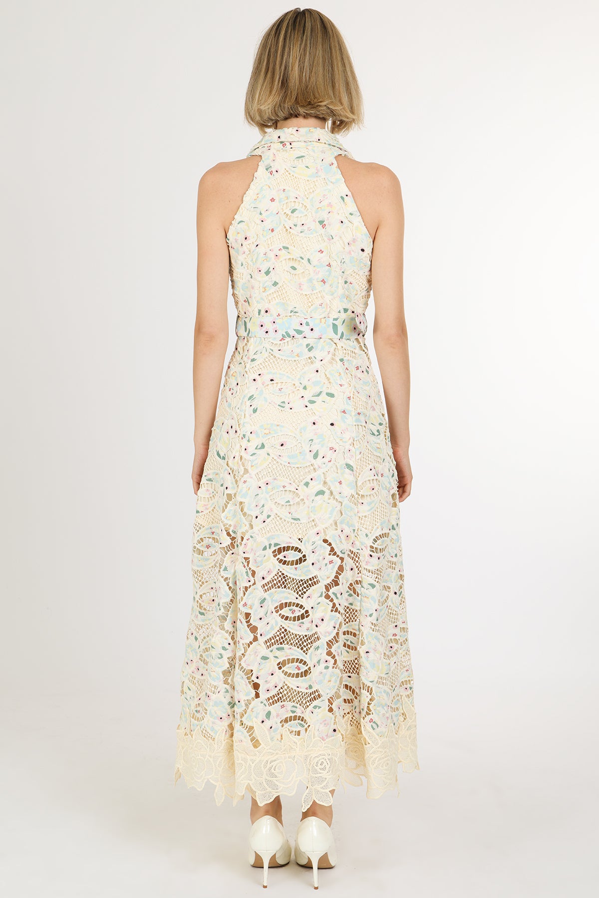 Antony Multicolor Floral Lace Mesh V-Neck Maxi Dress - Shop Beulah Style