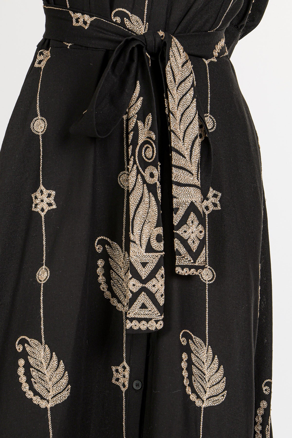 Wendy Contrast Jacquard Embroidered Maxi Shirt Dress - Shop Beulah Style