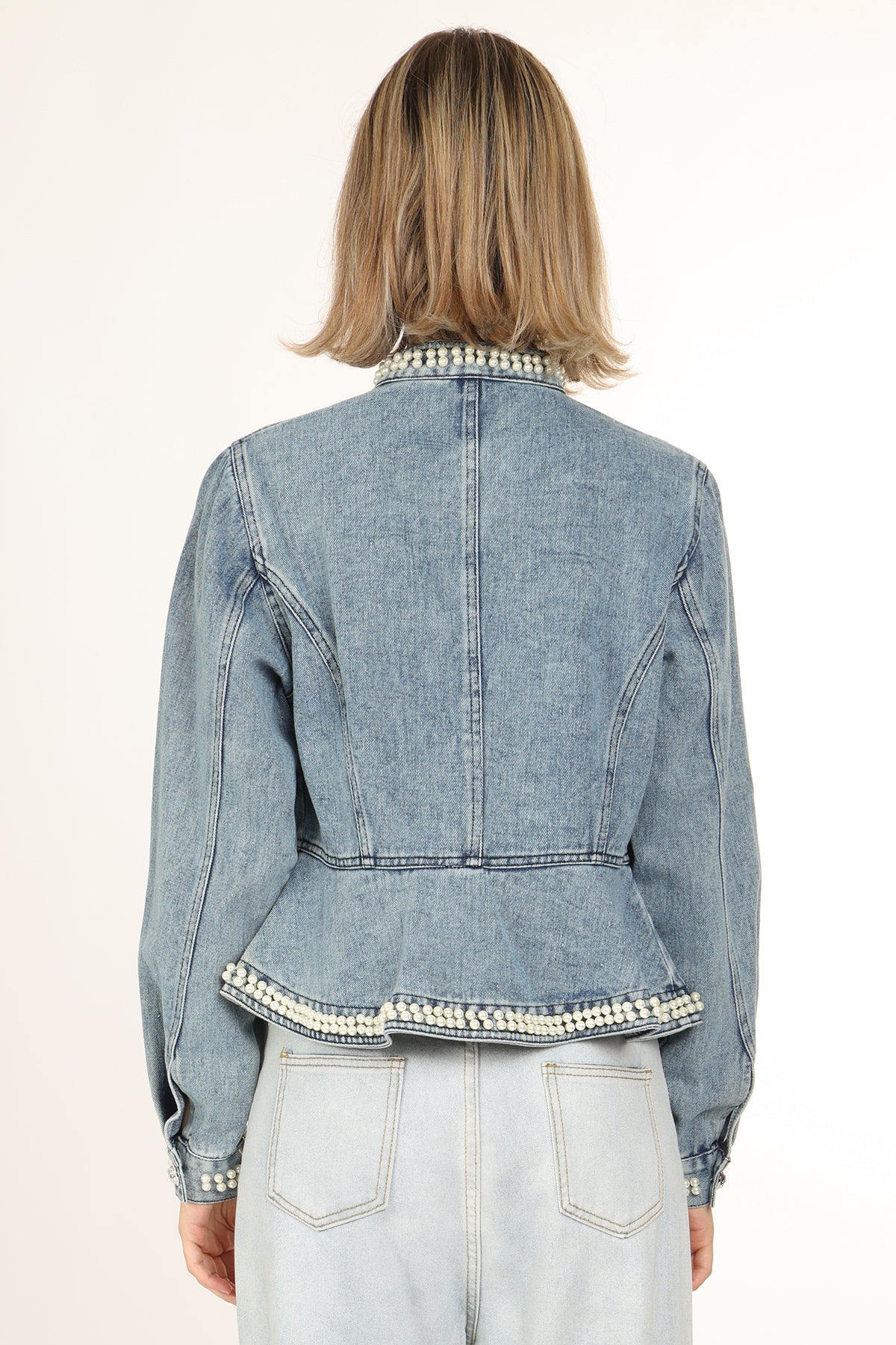 Dominique Multi-Embellished Mid Wash Denim Jacket