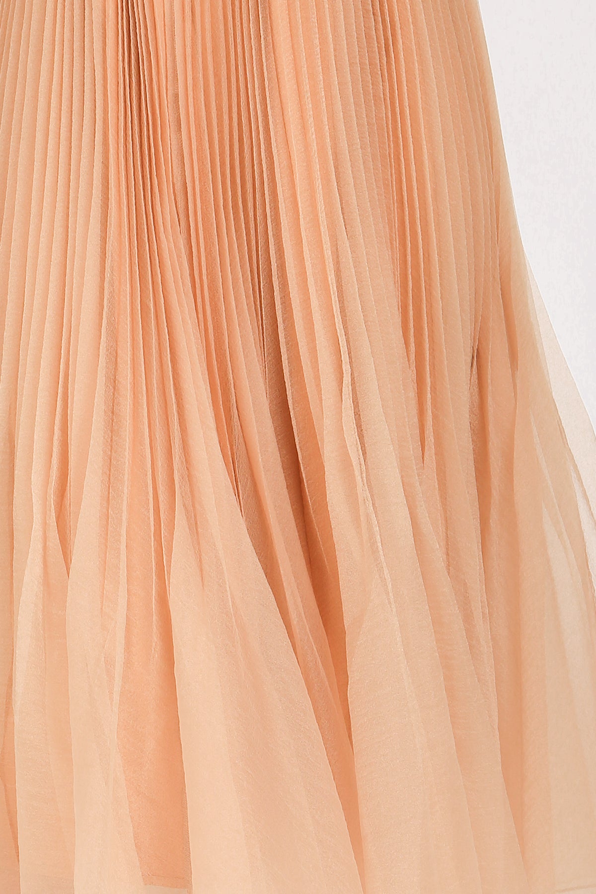 Clarice A-Line Pleated High-Waist Organza Maxi Skirt