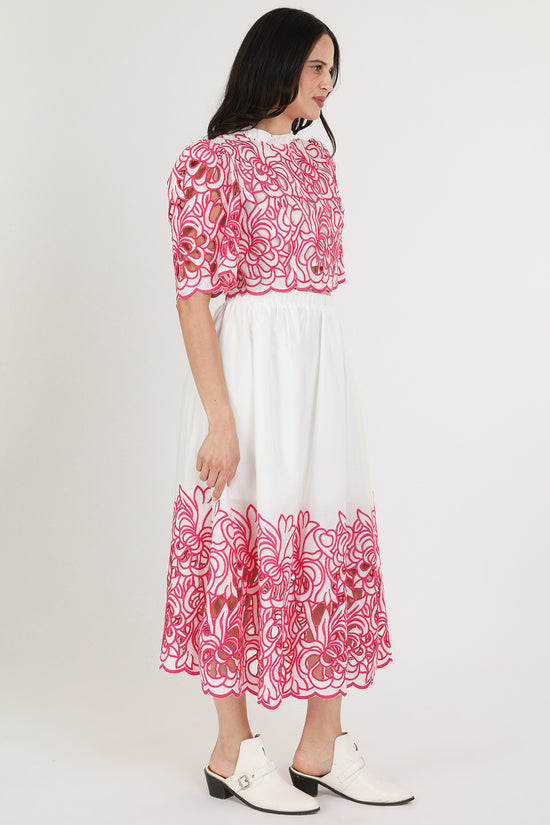 Evelyn Contrast Floral Eyelet Crop Top & Maxi Skirt Set - Shop Beulah Style