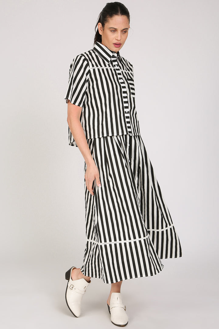 Leila Contrast Stripe Patterned Top & Skirt Set
