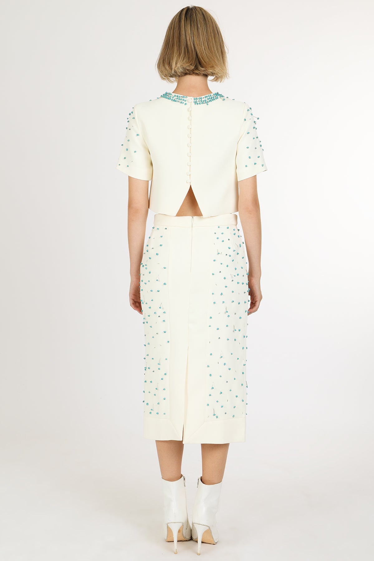 Jay Multi-Embellished Crop Top & Pencil Skirt Set - Shop Beulah Style