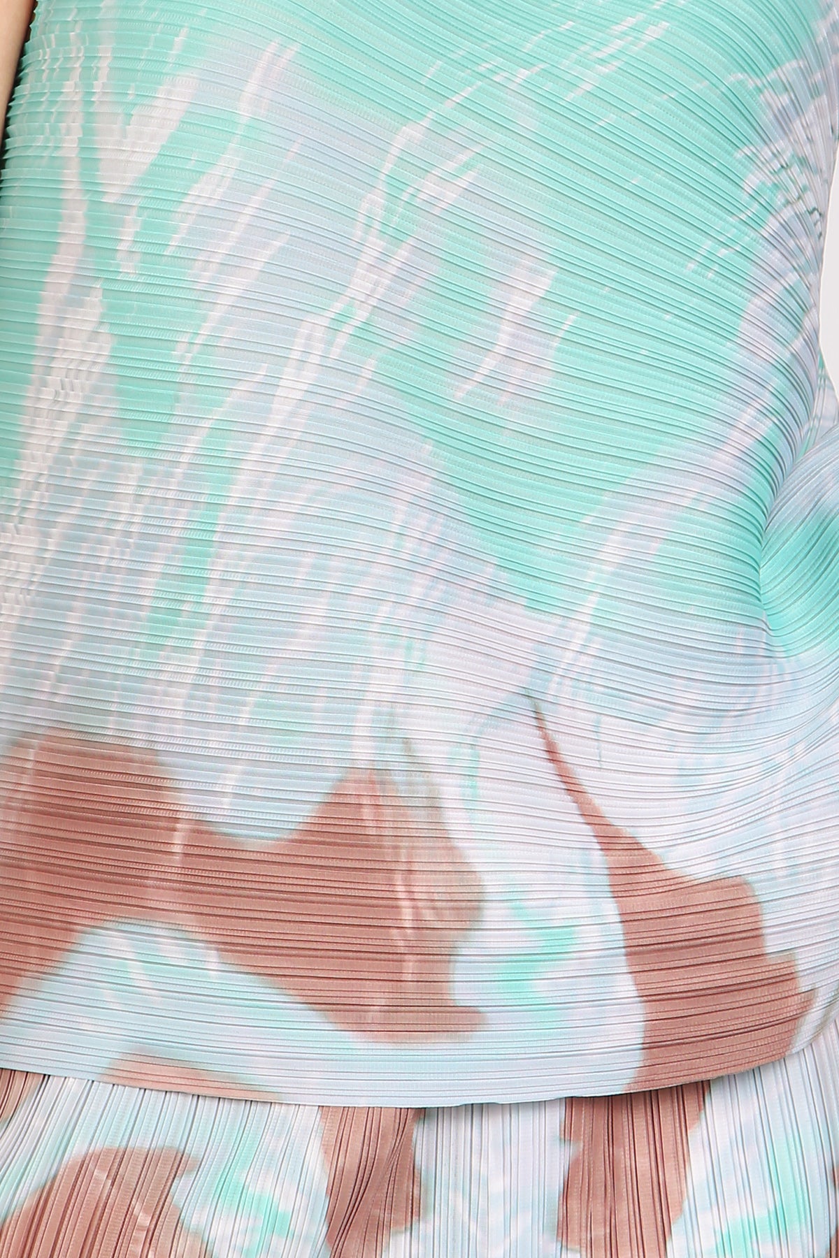 Lesley Abstract Print Pleated Top & Skirt Set