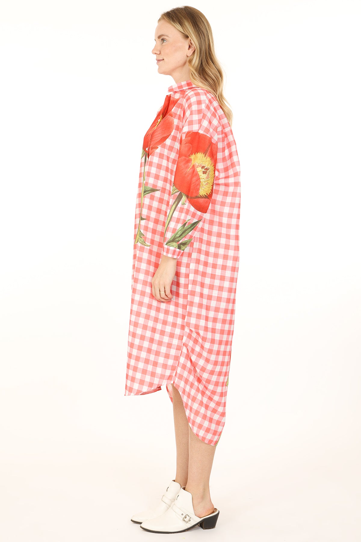 Scarlett Floral Printed Gingham Maxi Shirt Dress - Shop Beulah Style