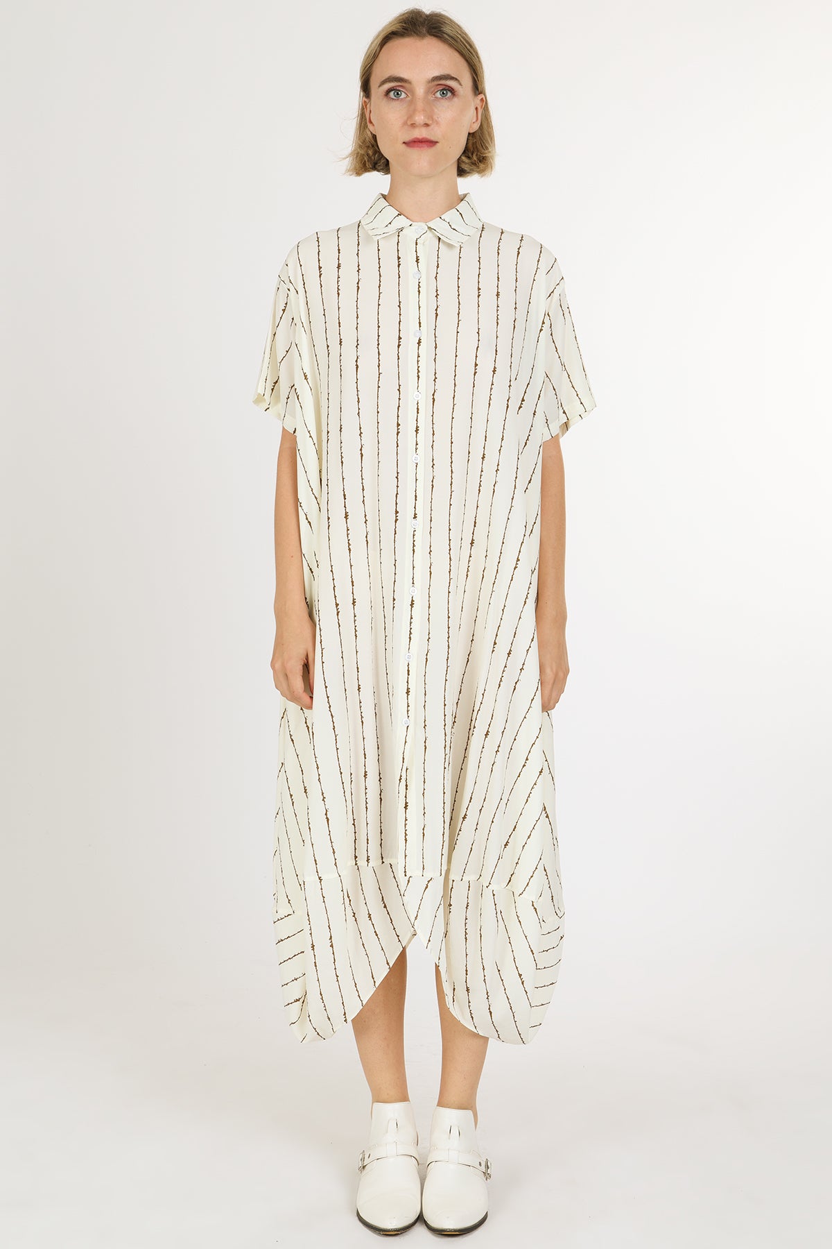 Sarah Stripe Patterned Midi Shirt Dress - Shop Beulah Style