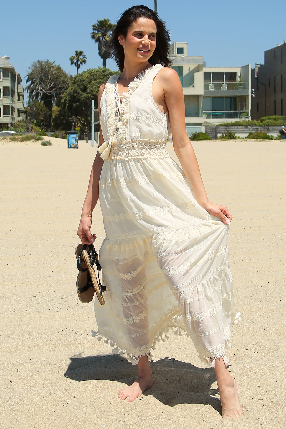 Ley Tiered Embroidery Fringed & Tasseled Maxi Dress - Shop Beulah Style