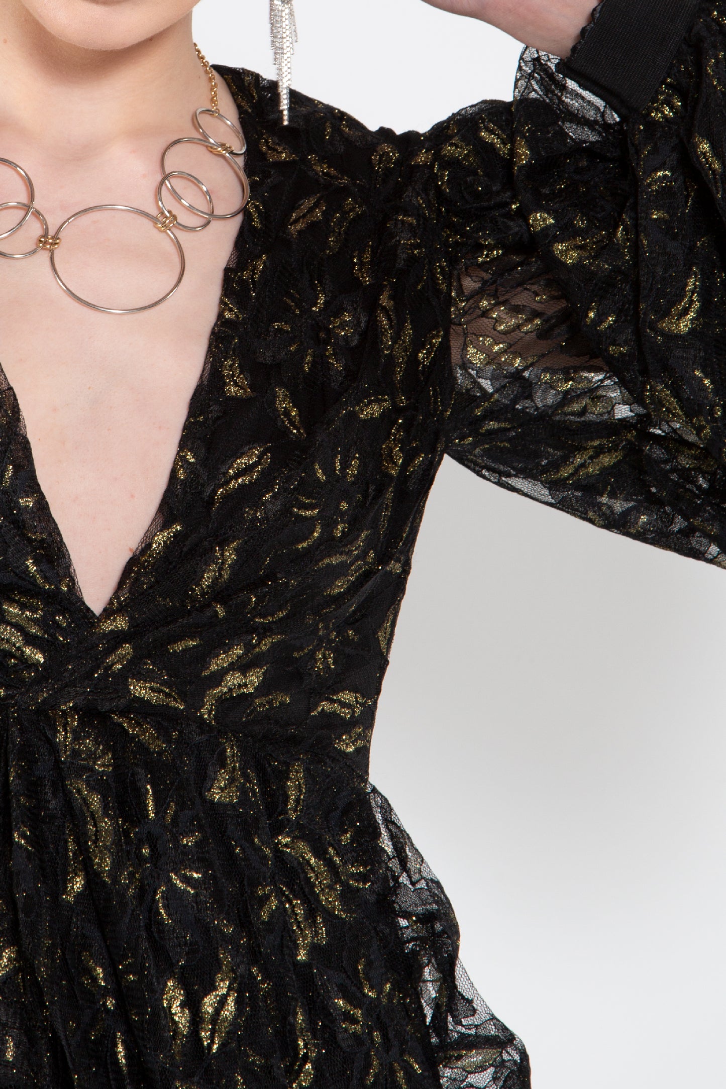 gold foil on mesh layer Dress - Shop Beulah Style