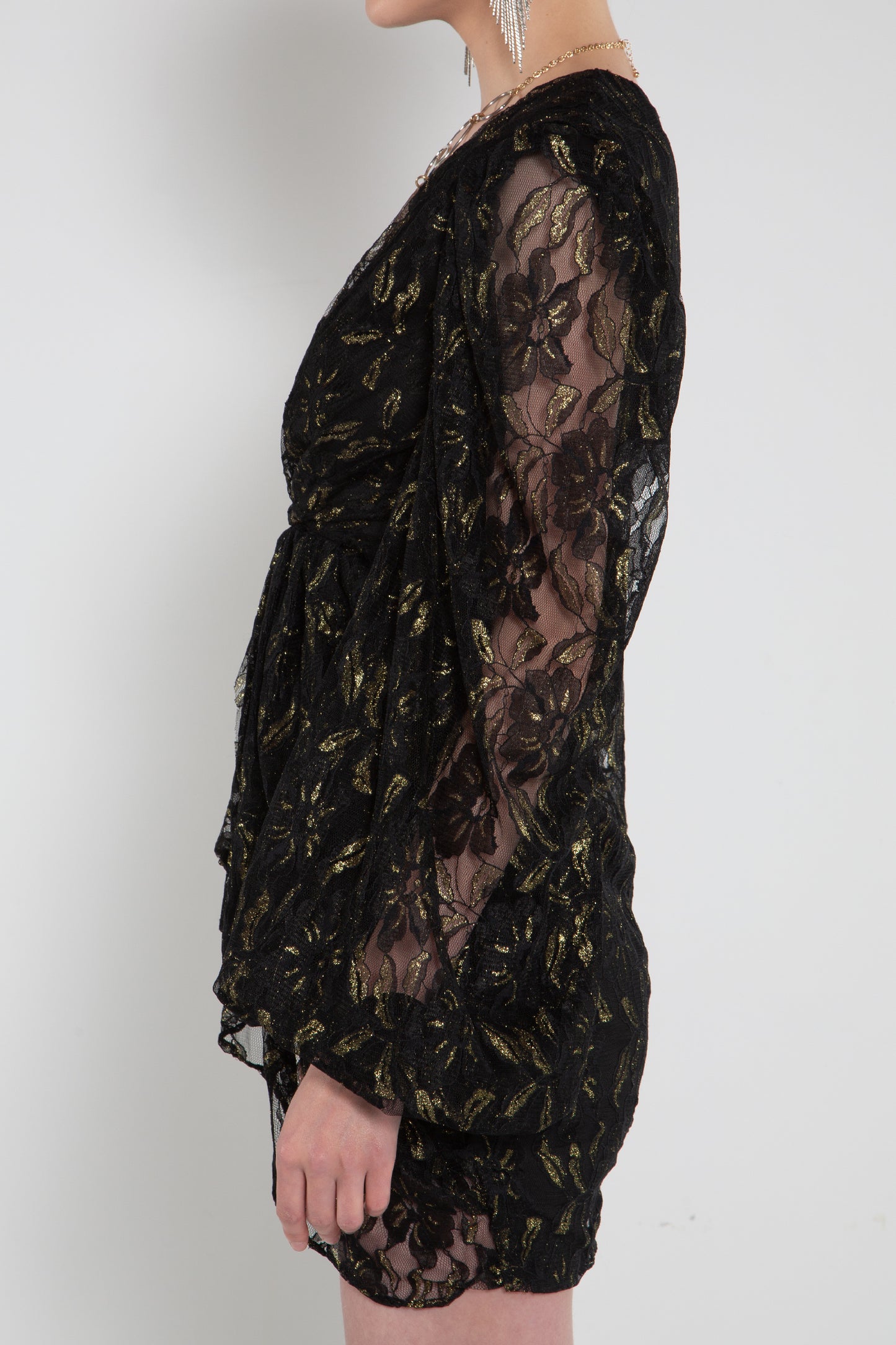 gold foil on mesh layer Dress - Shop Beulah Style