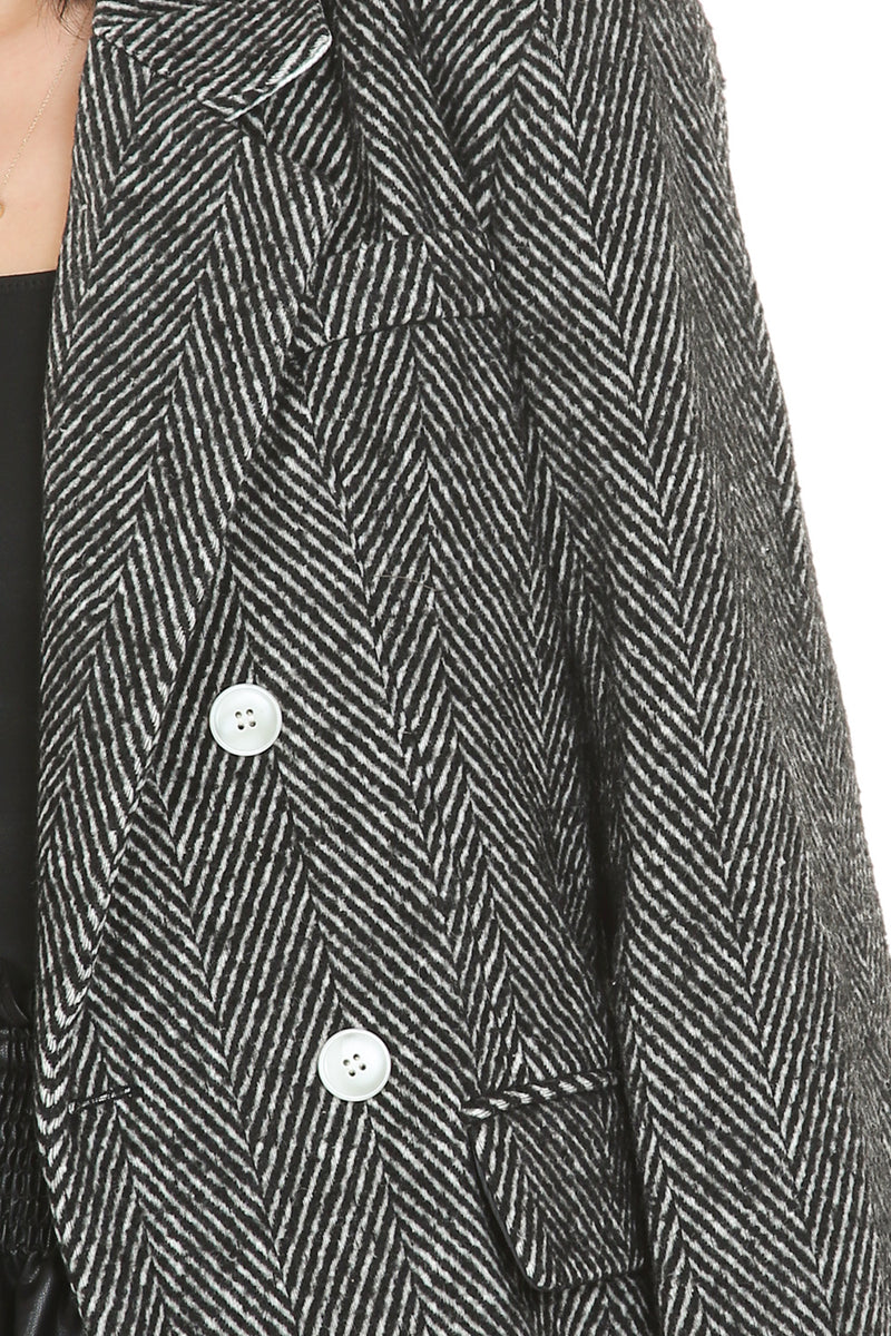 Double-Breasted Herringbone Pattern Jacket - Shop Beulah Style