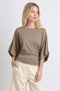 Batwing Sleeve Back Tie Jersey Top