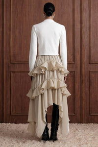 Diamond Textured Knit Metallic Button Jacket