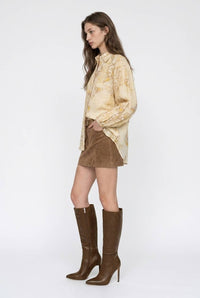 Multi-Print Sheer Button Up Shirt