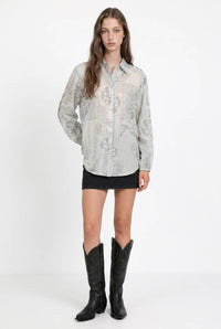 Multi-Print Sheer Button Up Shirt
