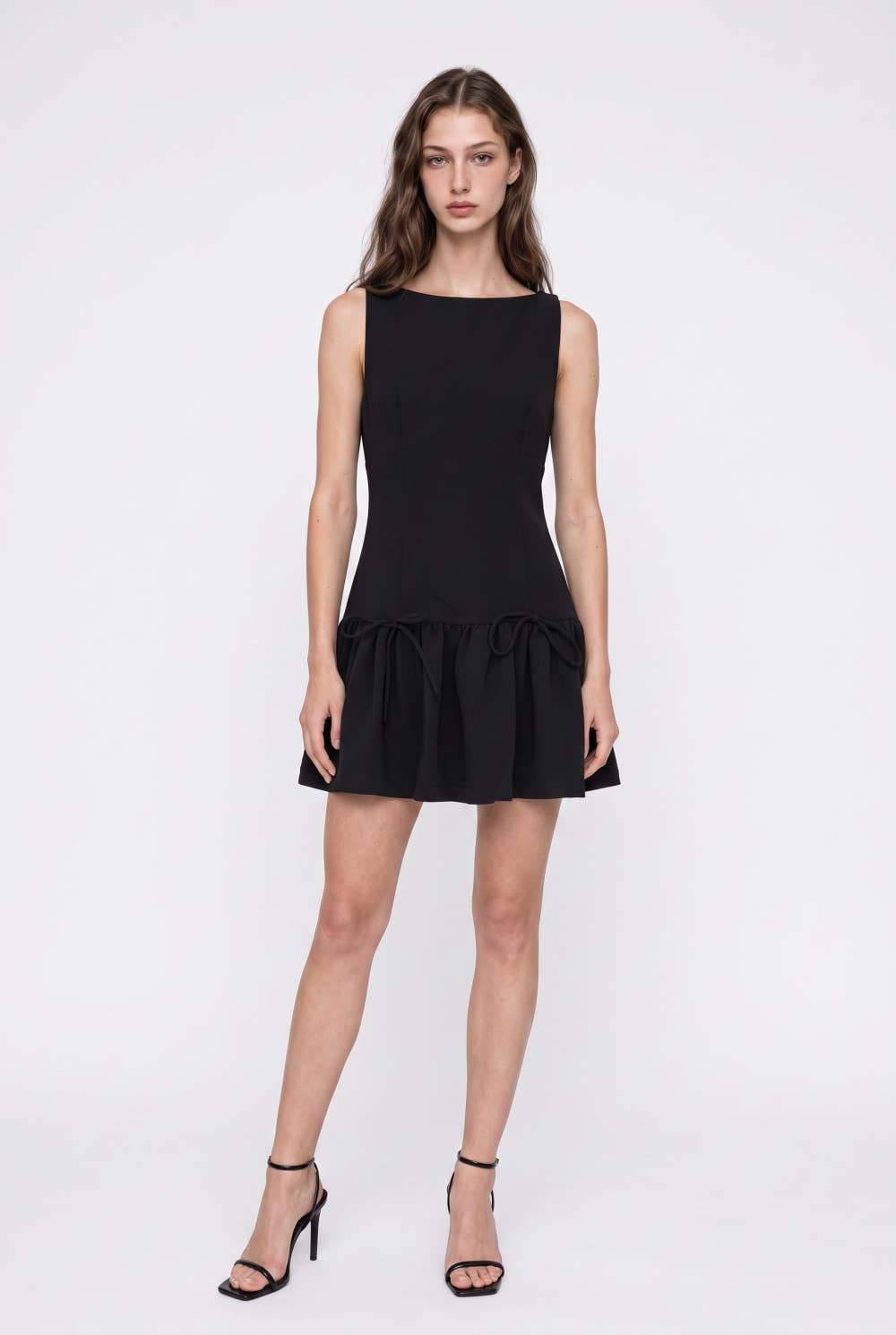 Bow-Detailed Drop-Waist Mini Dress