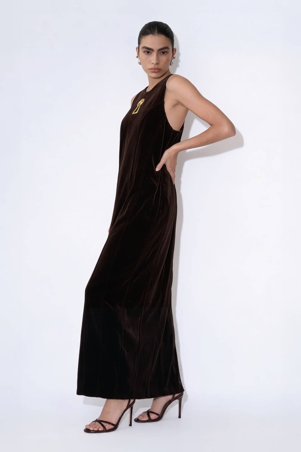 Embellished Cutout Velvet Column Dress - image 3