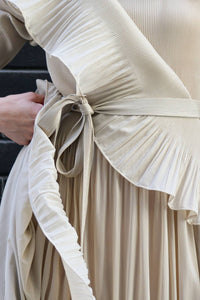 Asymmetric Micro-Pleated Ruffle Maxi Dress - image 9