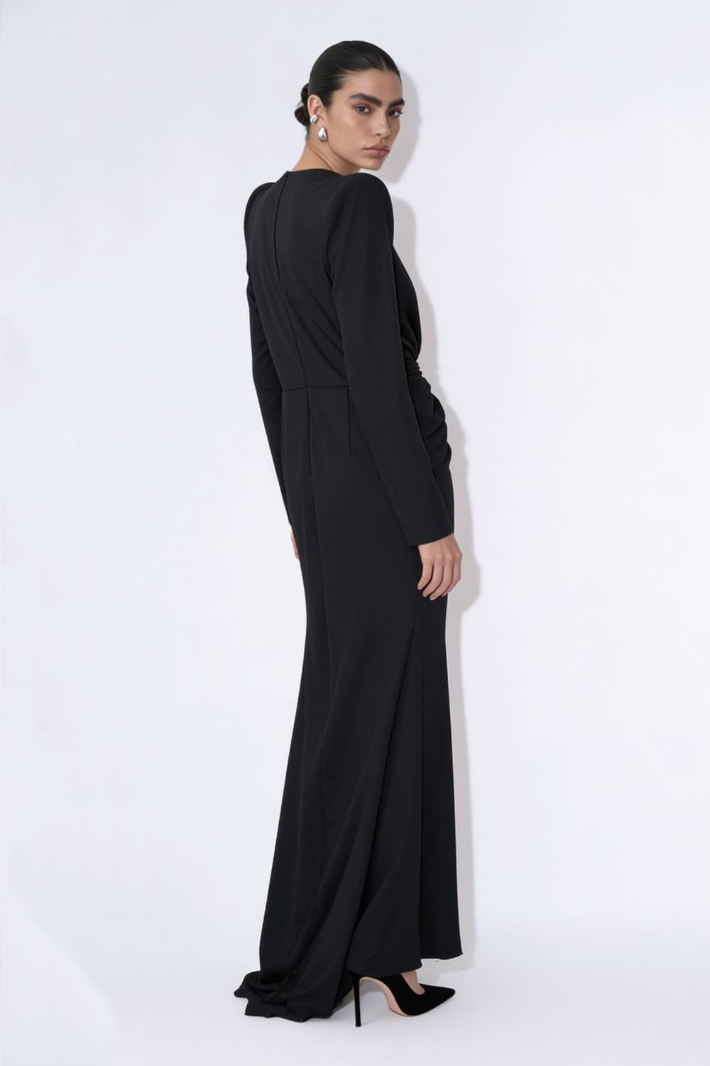 Crystal Embellished Plunge Neck Gown