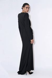 Crystal Embellished Plunge Neck Gown