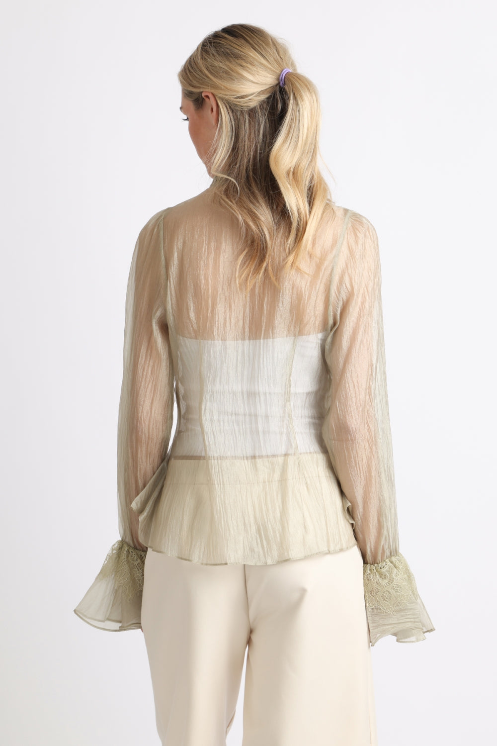 Jeremy Fine Organza Sheer Keyhole Ruffled Blouse – Shop Beulah Style