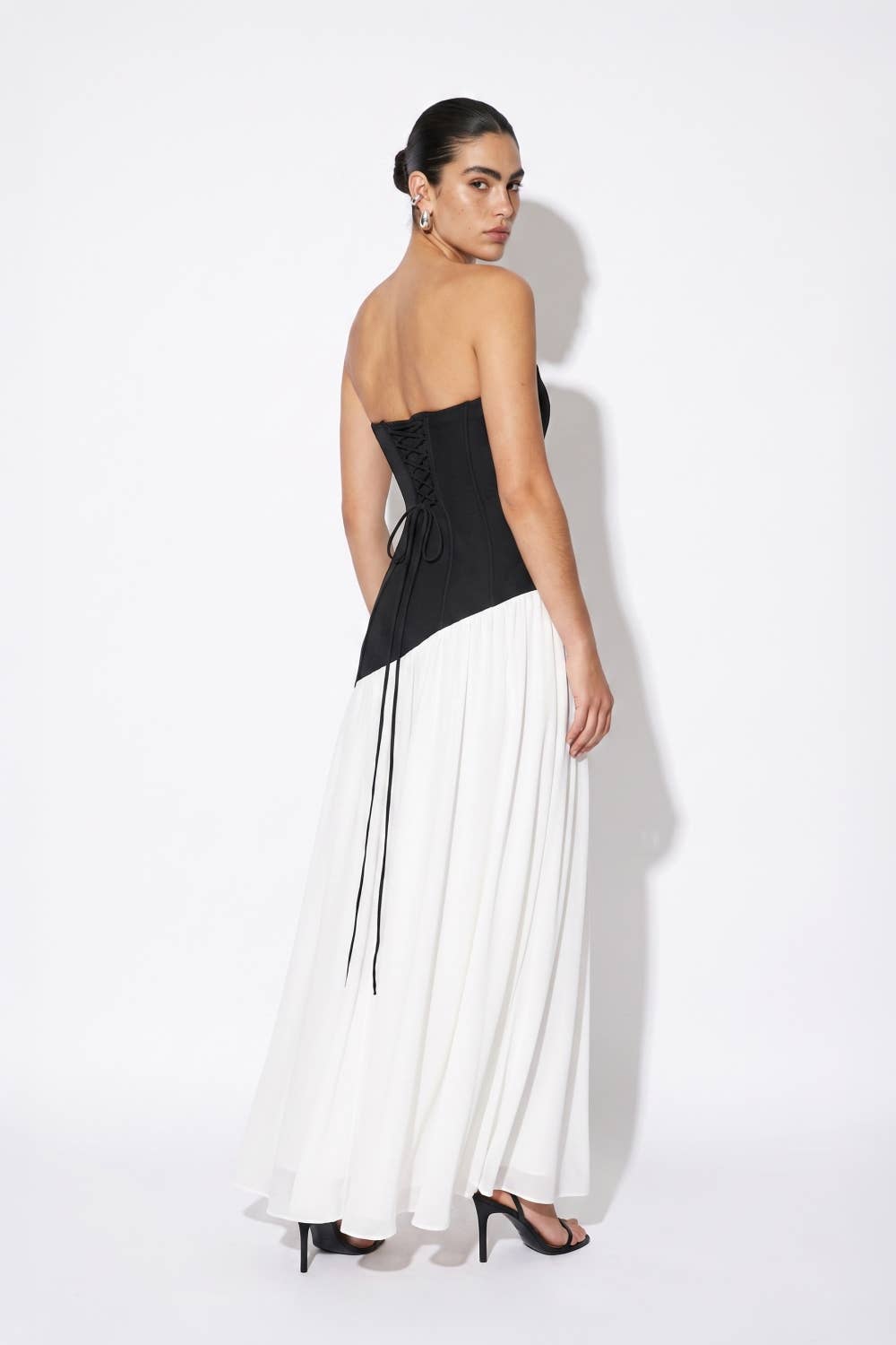 Two Tone Asymmetric Corset Maxi Dress