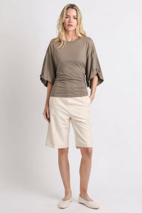 Batwing Sleeve Back Tie Jersey Top