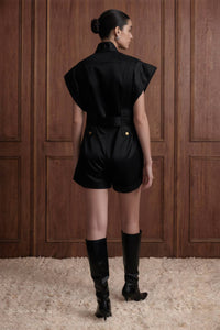 Structured Utilitarian Belted Romper