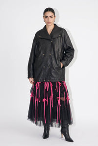 Longline Pebbled Vegan Leather Moto Jacket