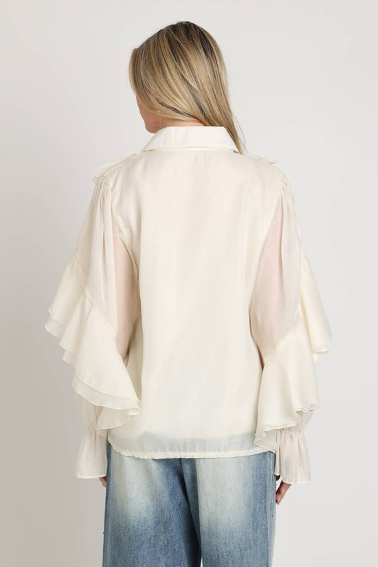 Shimmer Organza Voluminous Ruffled Blouse